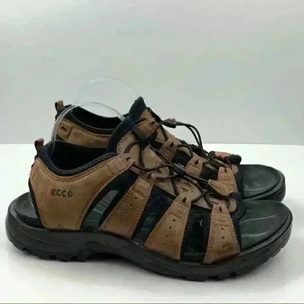 Ecco mens 44 10.5 brown leather walking outdoors